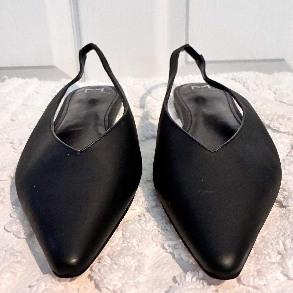 Marc Fisher Graceful Black Leather Ballet Slingback Flat shoes